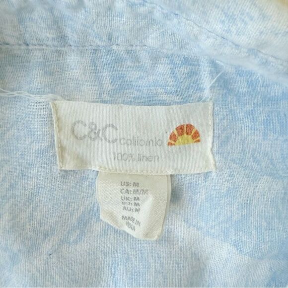 C&C California Womens Top Buttondown Longsleeve Shirt Striped 100% Linen Medium - Picture 3 of 4